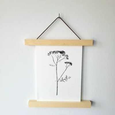 Foto van een monoprint op A5-formaat van duizenblad